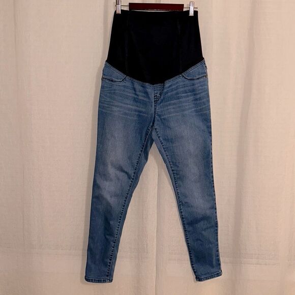 isabel 4/27 Medium Wash Blue Maternity Denim Jegging Criss Cross Back - Picture 1 of 14